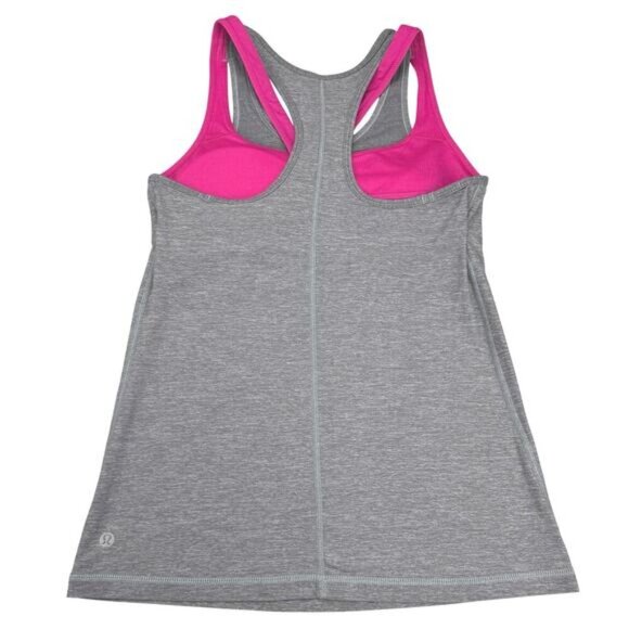 LULULEMON Inspiration Tank II Sz 8 Heathered Slate / Jewelled Magenta - Picture 4 of 6